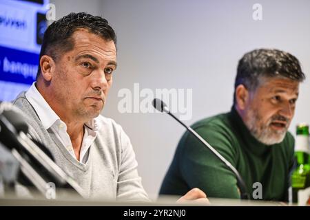 Frederic Van den Steen, PDG d'OHL, photographié lors d'une conférence de presse de l'équipe belge de soccer Oud-Heverlee Louvain pour présenter son nouvel entraîneur-chef, à Louvain, le lundi 2 décembre 2024. BELGA PHOTO TOM GOYVAERTS Banque D'Images