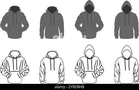 hoodies gris set illustration vectorielle isolé sur fond blanc. Illustration de Vecteur