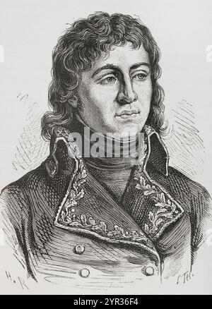 Louis Charles Antoine Desaix (1768-1800) Général français. Portrait. Gravure. "Histoire de la Révolution française". Volume I, deuxième partie, 1879. Banque D'Images