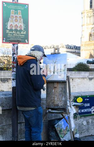 Paris, France. 02 décembre 2024. La réouverture de notre Dame de Paris est prévue pour le week-end des 7 et 8 décembre. Les préparatifs pour les cérémonies de réouverture de la cathédrale se poursuivent le 2 décembre 2024 à Paris, France. Photo de Lionel Urman/ABACAPRESS. COM Credit : Abaca Press/Alamy Live News Banque D'Images