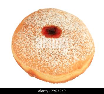 Donut Hanukkah, isolé. Beignet traditionnel mangé lors de la fête juive de Hanukkah, isolé sur blanc Banque D'Images