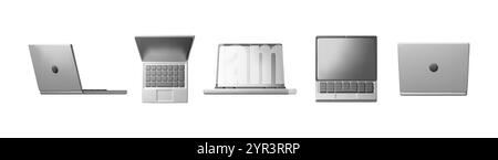 3D set of cartoon laptop computer isolated Illustration de Vecteur