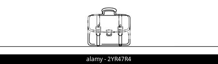 Illustration minimaliste d'une mallette d'affaires dessinée avec une seule ligne continue. Illustration vectorielle. Illustration de Vecteur