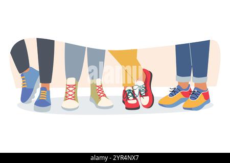 Jambes de personnes en baskets à la mode et chaussures de sport pour la course à pied ou des cours de fitness Illustration de Vecteur