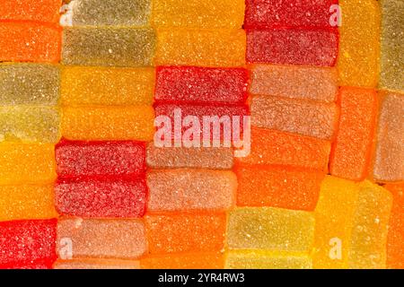 Bonbons colorés à la marmelade comme arrière-plan. Vue de dessus. Banque D'Images