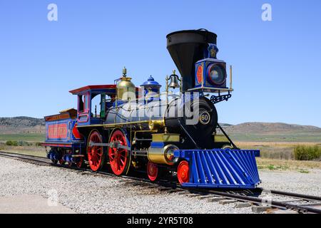 Corinne, UT, États-Unis - 23 juin 2024 ; machine à vapeur Jupiter du Pacifique central au parc historique national Golden Spike Banque D'Images