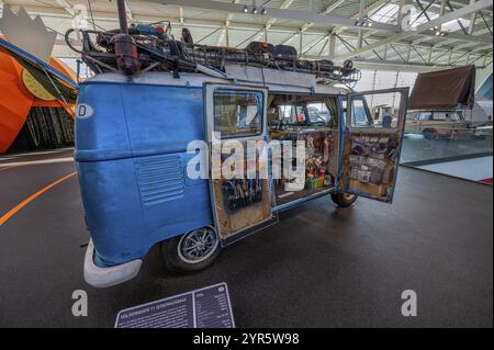 VOLKSWAGEN T1 Bulli de 1956, auto-construction, vue intérieure, Musée Erwin Hymer, caravane, lac de Bad Forest, haute Souabe, Bade-Wuertemberg, Germa Banque D'Images