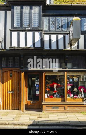 Rue avec de vieilles maisons et magasins à Rye, East Sussex, Angleterre, Royaume-Uni, Europe Banque D'Images