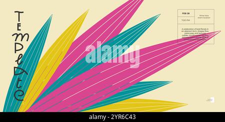 Bannière minimaliste sur le thème des plantes avec des éléments graphiques audacieux. Les teintes modernes et la typographie inventive rehaussent l'esthétique de l'art contemporain pour des designs frais et créatifs Illustration de Vecteur