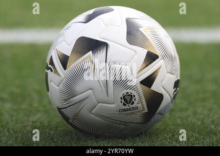 Buenos Aires, Argentine. 1er décembre 2024. CONMEBOL final Libertadores 2024 ballon officiel lors de la finale CONMEBOL Libertadores 2024 entre Clube Atletico Mineiro et Botafogo FR joué au stade Monumental le 30 novembre à Buenos Aires. (Photo de Miguel Marruffo/PRESSINPHOTO) crédit : AGENCE SPORTIVE PRESSINPHOTO/Alamy Live News Banque D'Images