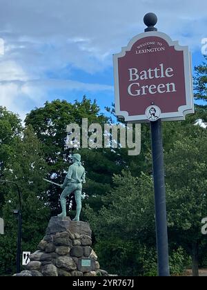 Statue de Minuteman, Battle Green à Lexington, ma Banque D'Images
