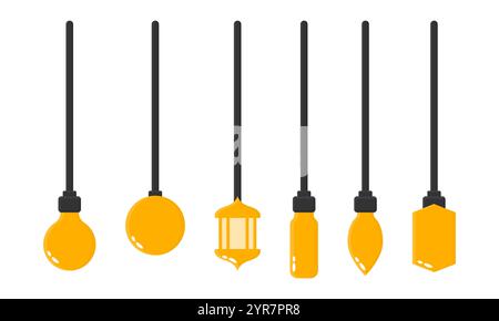Vecteur de lampe suspendue jaune vif. Divers modèles de lampe suspendue. Icône d'ampoule jaune. Illustration de Vecteur