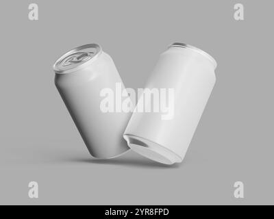 Vue avant de la maquette blanche vierge de deux boîtes maquette 3D rendue Banque D'Images