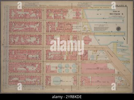 Planche 11, partie de la section 3 : [borné par E. 26th Street, First Avenue, E. 24th Street, Avenue A, E. 23rd Street, rue extérieure, E. 20e Rue et deuxième Avenue.] 1920 par Bromley, Walter Scott Banque D'Images