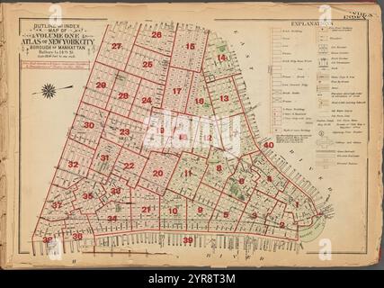 Plan et index carte du volume un, Atlas de New York City, Borough of Manhattan. Batterie à la 14ème Assemblée 1927 Banque D'Images