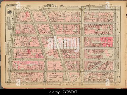 Planche 30, partie de la section 2 : [borné par E. 14e rue, deuxième avenue, E. 8e rue et University place] 1927 Banque D'Images
