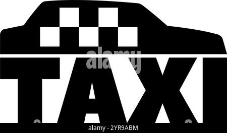 Icône de vecteur de taxi noir et blanc simpliste. Illustration de Vecteur