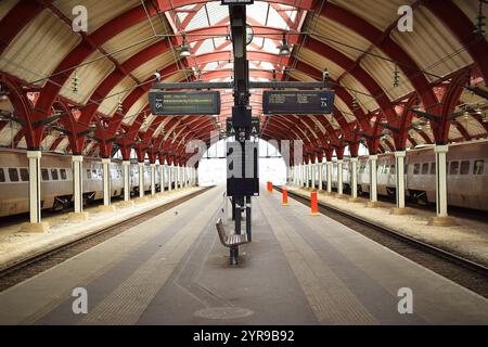 Malmo, Suède. 3 décembre 2024. Vue intérieure de la gare de Malmo. Banque D'Images