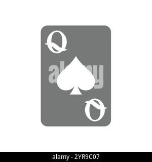 Carte à jouer Reine de pique. Symbole de poker ou de jeu simple. Illustration de Vecteur