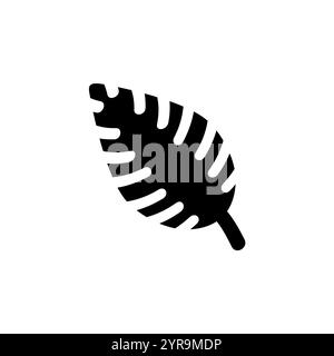 Tropic Fern Leaf, Palm Plant Solid Flat Vector icône isolé sur fond blanc. Illustration de Vecteur