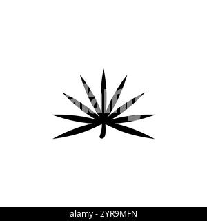 Marijuana cannabis feuille, Narcotic Plant Solid Flat Vector icône isolé sur fond blanc. Illustration de Vecteur