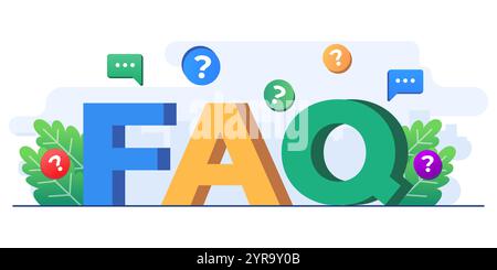 Foire aux questions concept modèle vectoriel d'illustration plate, questions de réponses, FAQ, Q&R. Illustration de Vecteur