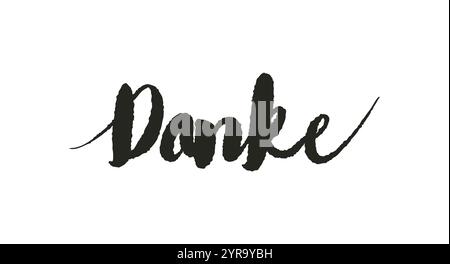 Danke Card. Dessinée à la main merci citation en allemand. Calligraphie moderne au pinceau. Isolé sur fond blanc Illustration de Vecteur