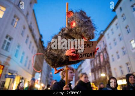 Mieter protestieren mit dem jährlichen Laternenumzug Kiezdrachen quartier Dragons der Bürgerinitiative Bizim Kiez in Berlin-Kreuzberg gegen Mietsteigerungen und Verdrängung. / Les locataires protestent contre les augmentations de loyer et le déplacement avec la parade annuelle des lanternes Kiezdrachen quartier Dragons de l'initiative citoyenne Bizim Kiez à Berlin-Kreuzberg. Snapshot-Photography/K.M.Krause *** les locataires protestent contre l'augmentation des loyers et le déplacement avec la parade annuelle des lanternes du quartier Kiezdrachen Dragons de l'initiative citoyenne Bizim Kiez à Berlin les locataires de Kreuzberg protestent contre Ren Banque D'Images