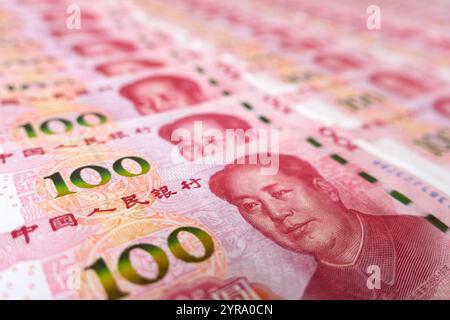 Billets de banque en papier de yuan chinois , affaires et finance. Fond de yuan chinois. impression d'argent Banque D'Images