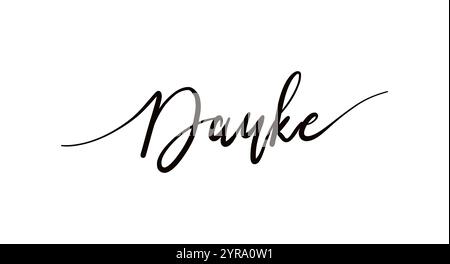 Danke Card. Dessinée à la main merci citation en allemand. Calligraphie moderne au pinceau. Isolé sur fond blanc Illustration de Vecteur