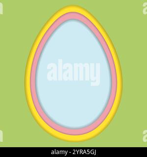 Forme d'oeuf de Pâques dans le style coupé en papier. Fond de Pâques dans les couleurs festives à la mode Copier l'espace modèle. Illustration vectorielle isolée cartes thématiques, affichage, blog ou web promo dépliant, bannière, tag, étiquette Illustration de Vecteur