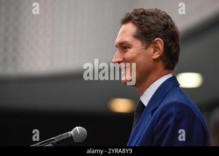 Foto Alberto Gandolfo/LaPresse 23-11-2023 Torino, Italia - Cronaca - Drive Different. Dall'austerity alla mobilità ; del futuro. Nella foto : John Elkann 23 novembre 2023 Turin Italie - nouvelles - Drive Different. Dall'austerity alla mobilità ; del futuro. Sur la photo : John Elkann Banque D'Images