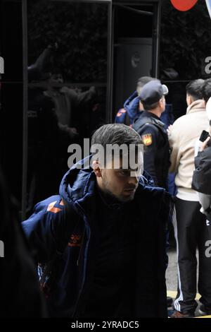 Fotografias del RC Celta de Vigo bajando del bus y entrando al Hotel Banque D'Images