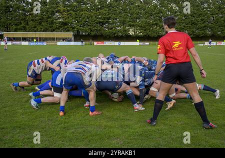 Arras, stade Grimaldi (nord de la France), 2024/03/24 : match de rugby amateur « fédérale 3 » (septième division de rugby en France) entre Arras Banque D'Images
