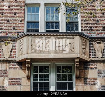 Détail architectural d'une maison en brique des années 1820 à Brooklyn. Détail de la façade sur l'élégant Brooklyn Brownstone Banque D'Images