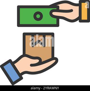 Image vectorielle d'icône Cash on Delivery. Convient pour les applications mobiles, les applications Web et les supports d'impression. Illustration de Vecteur