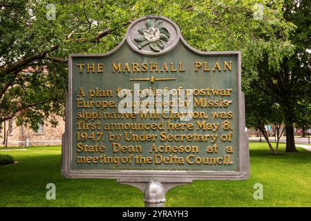 Le marqueur historique du plan Marshall à Cleveland Mississippi Banque D'Images