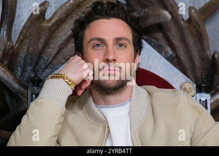 Aaron Taylor-Johnson présente à Madrid le film 'Kraven le chasseur', le 3 décembre 2024, à Madrid, Espagne. Banque D'Images