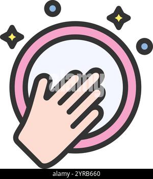 Image vectorielle d'icône de lavage de vaisselle. Convient pour les applications mobiles, les applications Web et les supports d'impression. Illustration de Vecteur