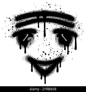 Émoticône graffiti visage souriant froid isolé avec un fond blanc. Illustration de Vecteur