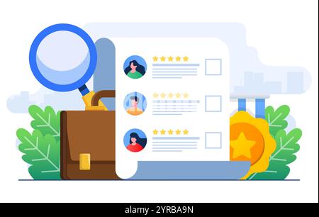 Liste de candidats à l'emploi modèle de vecteur d'illustration plat, emploi, recherche d'emploi, recrutement, gestion des ressources humaines et concept d'embauche pour le site Web b Illustration de Vecteur