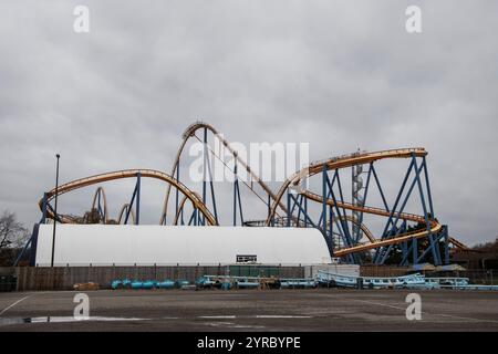 Montagnes russes Behemoth au Canada's Wonderland sur Jane Street à Vaughan, Toronto, Ontario, Canada Banque D'Images