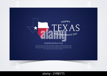 Bannière du jour de l'indépendance du Texas. Joyeux jour de l'indépendance du Texas 2 mars modèle de fond. Bannière de vacances de liberté avec drapeau du Texas rouge, fond bleu Illustration de Vecteur