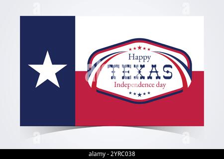 Bannière du jour de l'indépendance du Texas. Joyeux jour de l'indépendance du Texas 2 mars modèle de fond. Bannière de vacances de liberté avec drapeau du Texas rouge, fond bleu Illustration de Vecteur