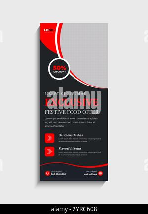 Food Menu standee roll up modèle de bannière Illustration de Vecteur