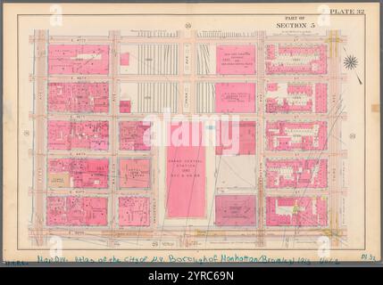 Planche 32, partie de la section 5 : [borné par E. 47th Street, Third Avenue, E. 42nd Street et Fifth Avenue] 1913 par Bromley, Walter Scott Banque D'Images