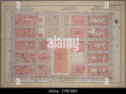 Planche 32, partie de la section 5 : [délimitée par E. 47e Rue, Third Avenue, E. 42e Rue et Cinquième Avenue.] 1920 par Bromley, Walter Scott Banque D'Images