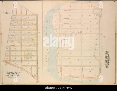 Queens, vol. 2, double page plate No. 12 ; part of Ward Two North Wood Side ; [Map Bounded by Bowery Road, Jackson Ave., Newtown PL., Hunter PL., 10th 9e, 8e, 7e, 6e, 5e, y compris Grand Ave., Jamaica Ave., 4th équipé, 3rd équipé, 2nd équipé, 1st, Charlotte Ave., West préparés] ; part of long Island City Ward One (part of Old Ward Five) ; [Map Bounded by Rapelje Ave., Winthrop Ave. ; incluant Boulevard, Berrian Ave.] 1903 Banque D'Images