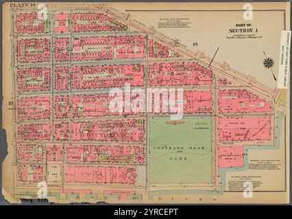 Délimitée par East Broadway, Grand Street, East Street, Water Street, Corlears Street, South Street et Montgomery Street, planche 14, partie de la section 1 1925 Banque D'Images