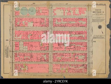 Délimitée par W. 59th Street, neuvième Avenue, W. 53rd Street et onzième Avenue, planche 81, partie de la section 4 1925 Banque D'Images